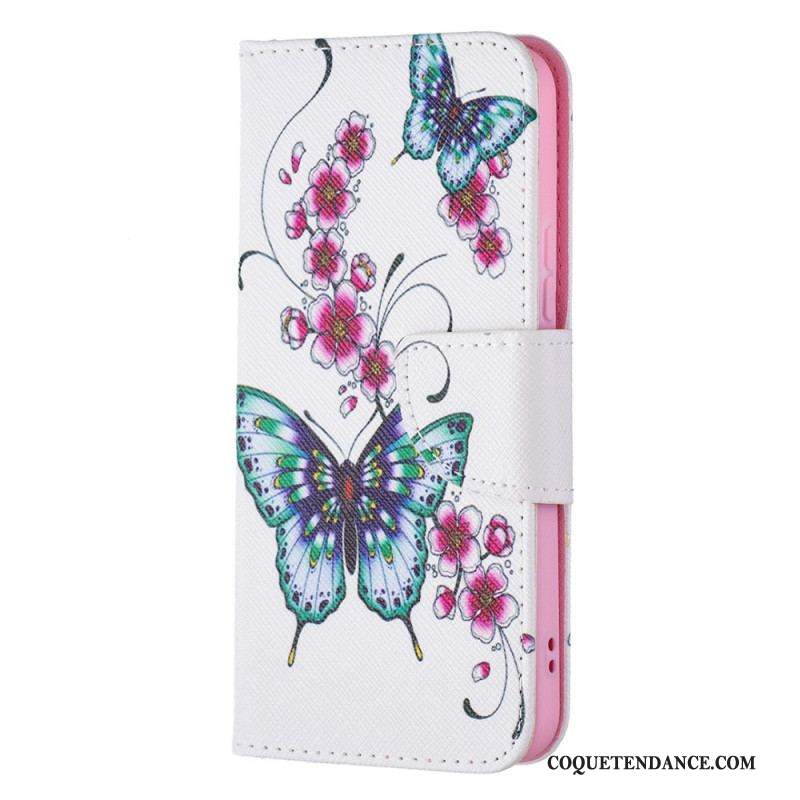 Housse Samsung Galaxy S22 5G Papillons Rois