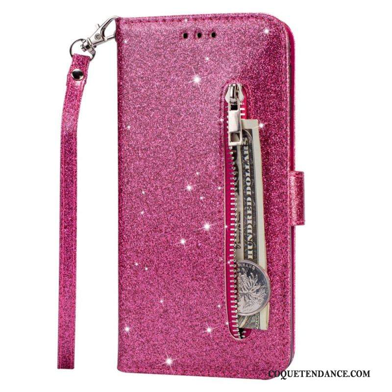 Housse Samsung Galaxy S22 5G Porte-Monnaie Paillettes