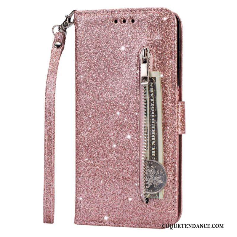 Housse Samsung Galaxy S22 5G Porte-Monnaie Paillettes