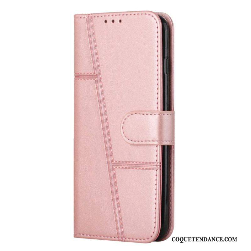 Housse Samsung Galaxy S23 5G Style Cuir Géométrique à Lanière