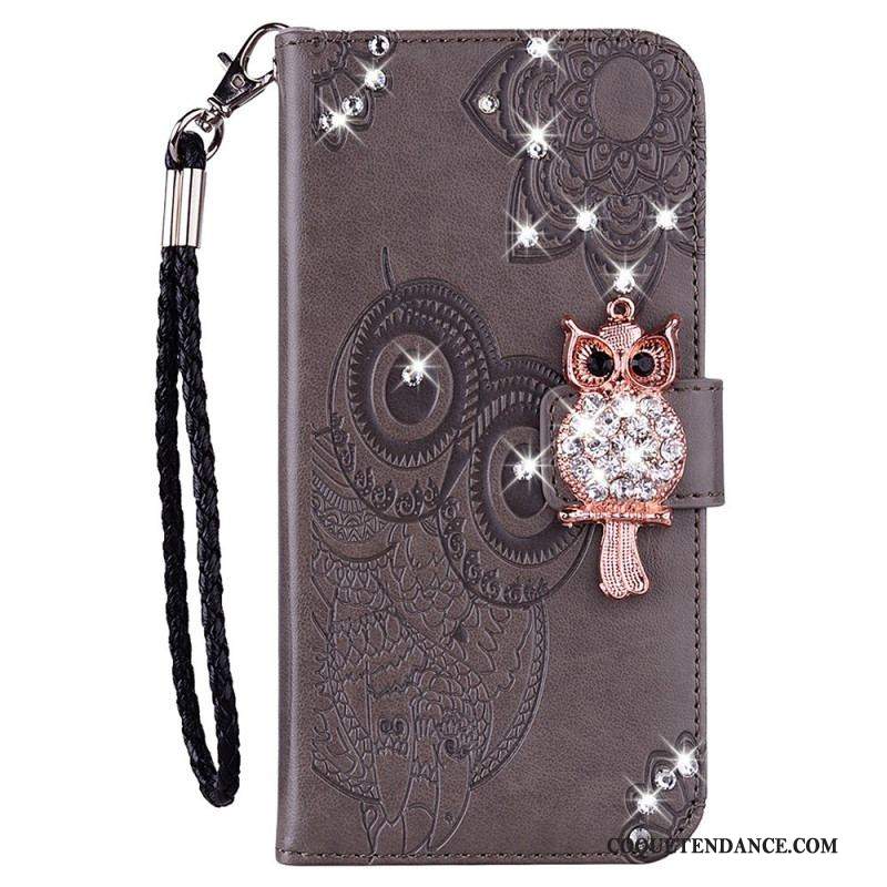 Housse Samsung Galaxy S23 Ultra 5G Hibou Mandala et Breloque