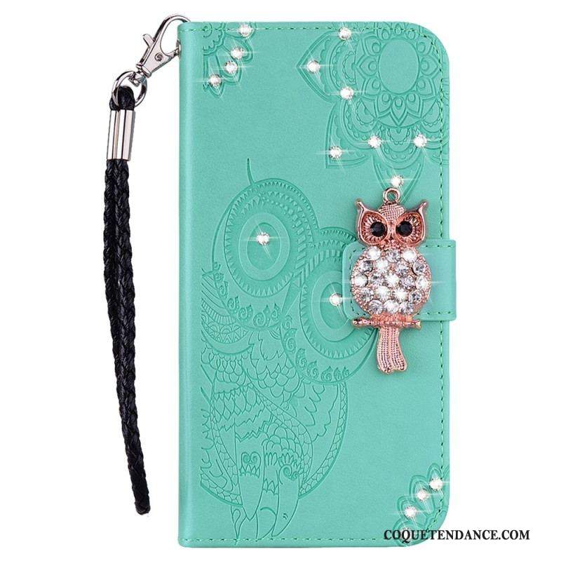 Housse Samsung Galaxy S23 Ultra 5G Hibou Mandala et Breloque