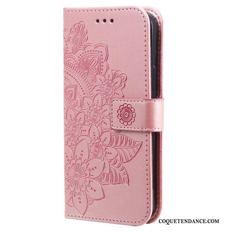 Housse Samsung Galaxy S24 5G Mandala Floral avec Lanière