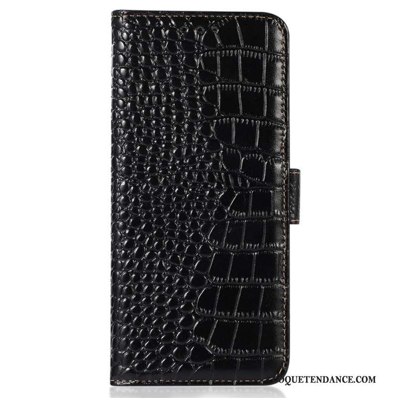 Housse Samsung Galaxy S24 Ultra 5G Style Crocodile avec Technologie de Blocage RFID