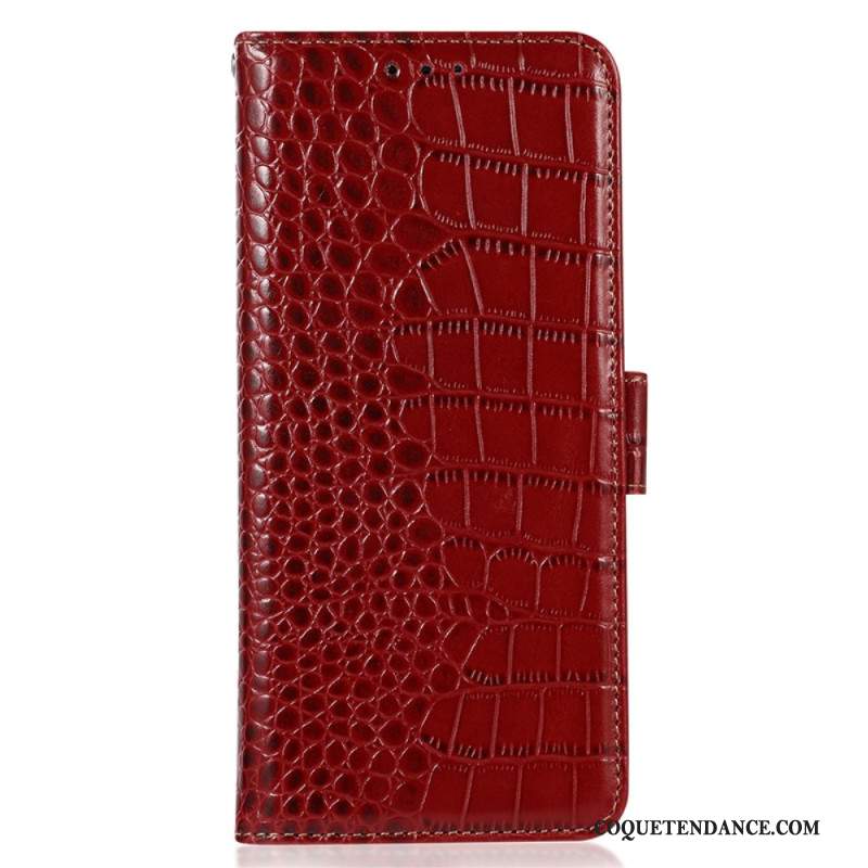 Housse Samsung Galaxy S24 Ultra 5G Style Crocodile avec Technologie de Blocage RFID