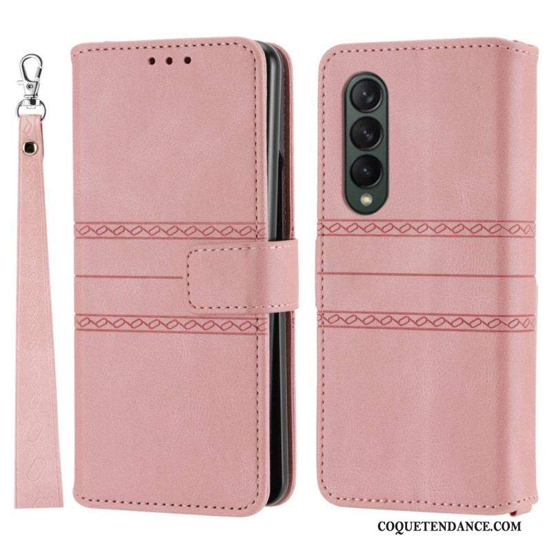 Housse Samsung Galaxy Z Fold 4 Simili Cuir Belt Motif