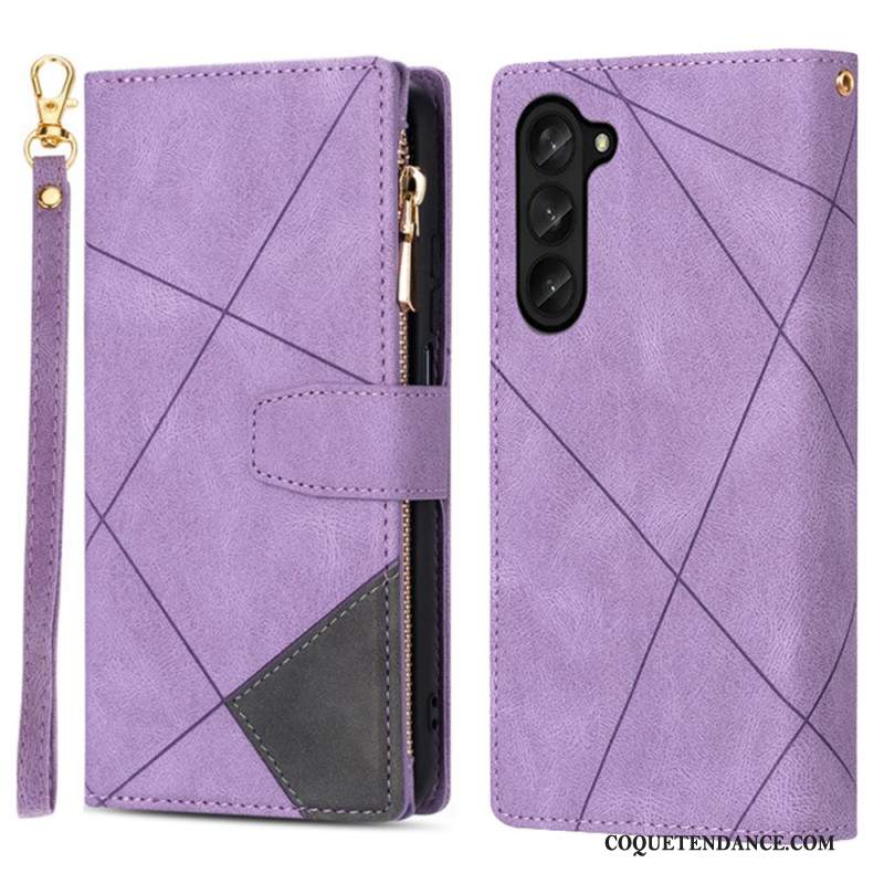 Housse Samsung Galaxy Z Fold 5 Porte-Monnaie avec Lanière