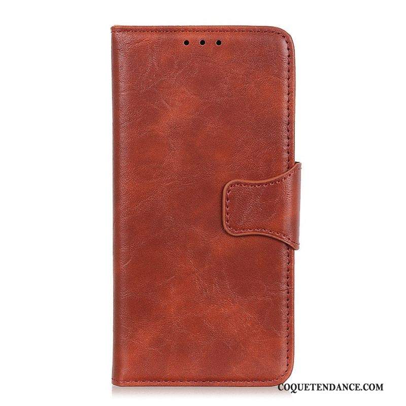 Housse Sony Xperia 1 IV Cuir Fendu Fermoir Vintage