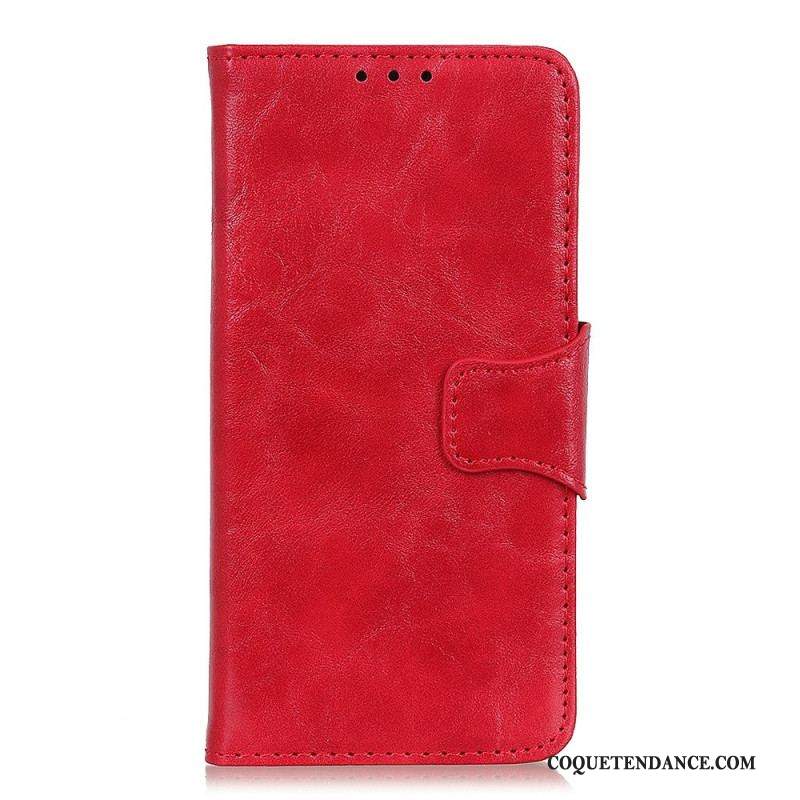 Housse Sony Xperia 10 IV Cuir Fendu Fermoir Vintage