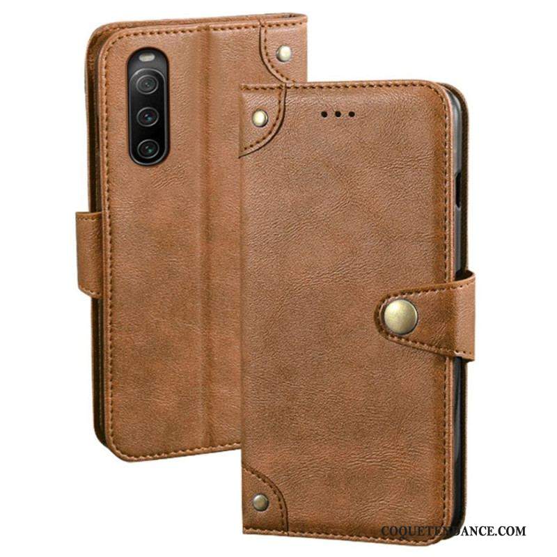 Housse Sony Xperia 10 IV Style Cuir avec Rivets IDEWEI