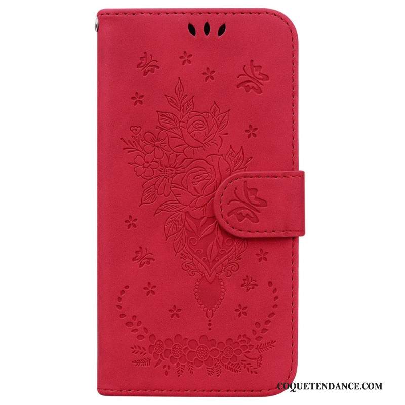 Housse Sony Xperia 10 VI Motif Roses à Lanière