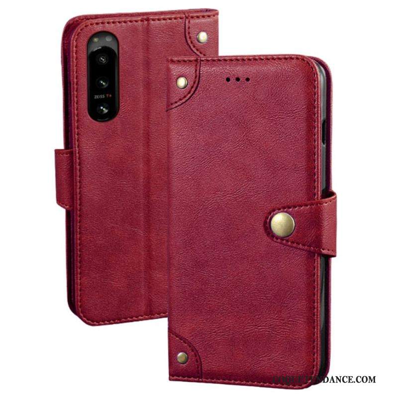 Housse Sony Xperia 5 IV Style Cuir avec Rivets IDEWEI