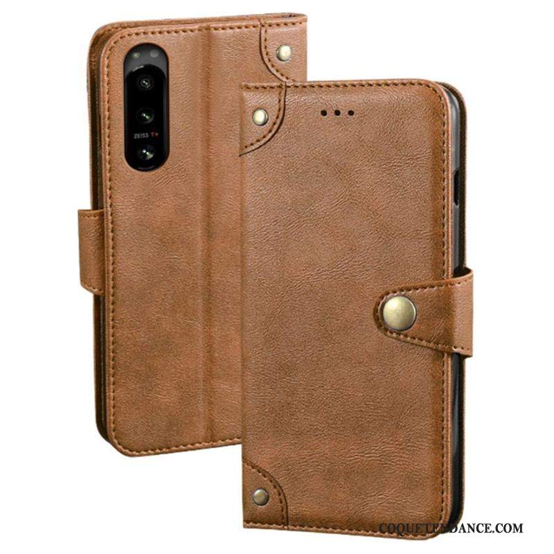 Housse Sony Xperia 5 IV Style Cuir avec Rivets IDEWEI