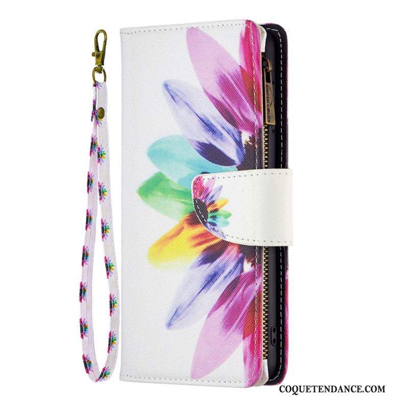 Housse Xiaomi 13 Poche Zippée Fleur