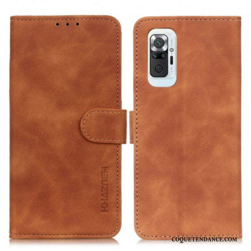 Housse Xiaomi Redmi Note 10 Pro Effet Cuir Vintage KHAZNEH