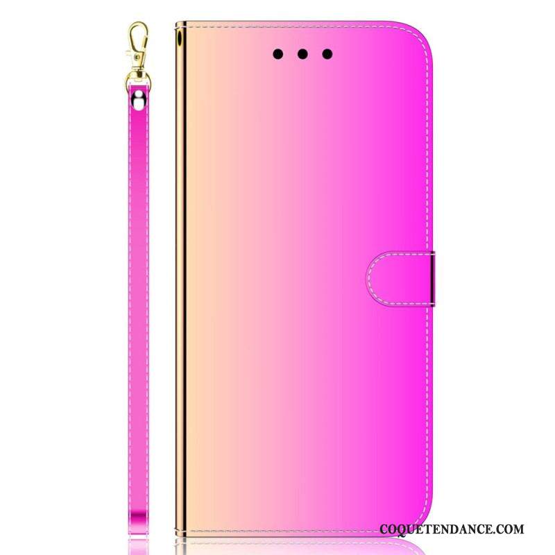 Housse Xiaomi Redmi Note 12 4G Simili Cuir Miroir avec Lanière