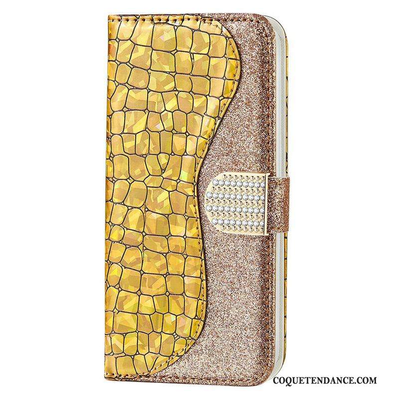 Housse iPhone 13 Mini Croco Diamants