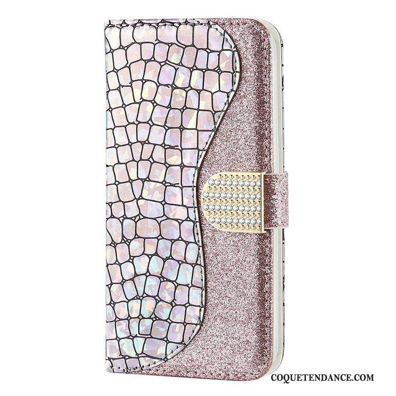 Housse iPhone 13 Mini Croco Diamants