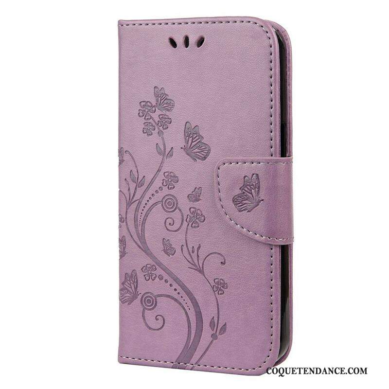 Housse iPhone 13 Mini Florale à Lanière