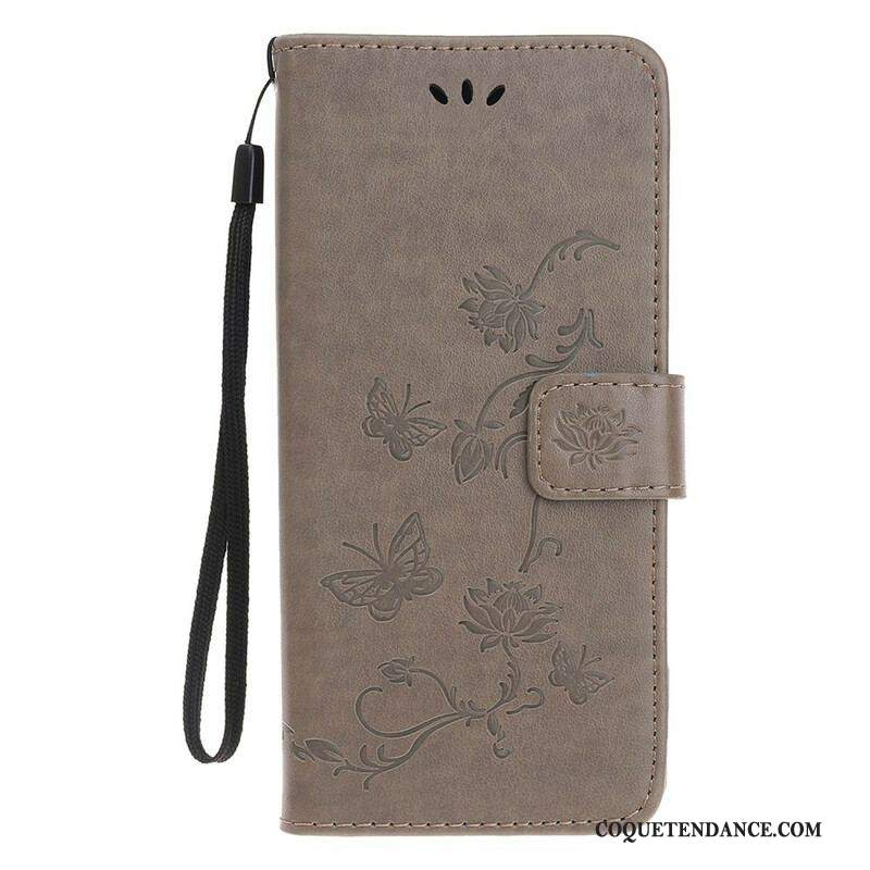 Housse iPhone 13 Mini Papillons et Fleurs à Lanière