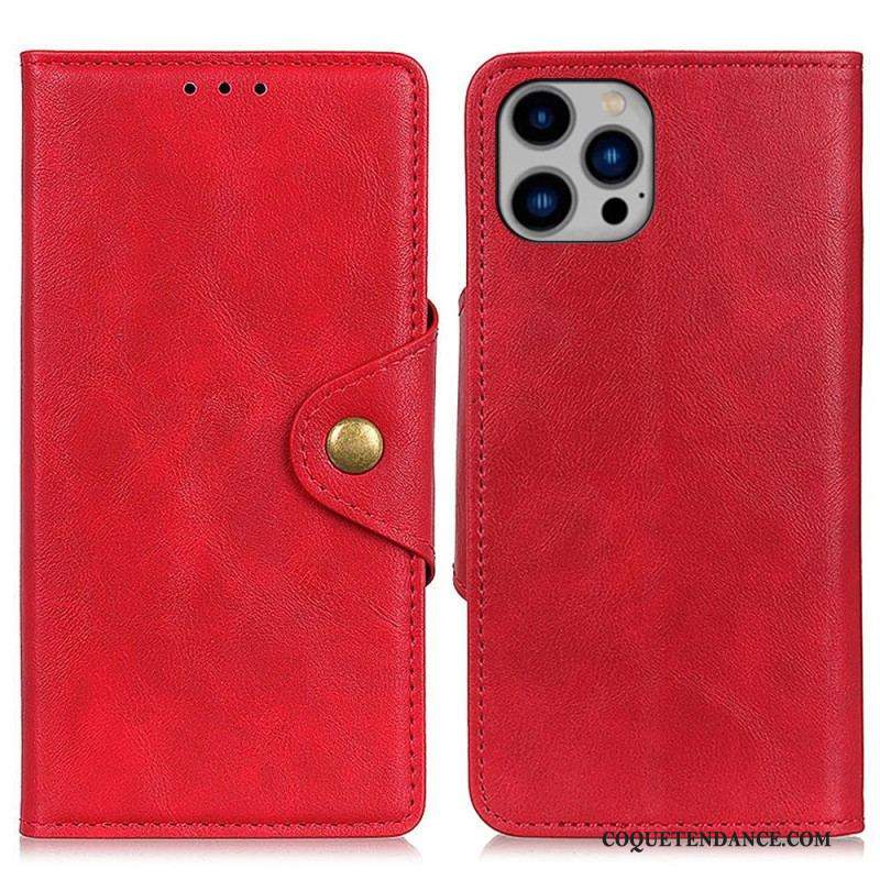 Housse iPhone 14 Plus Simili Cuir Bouton