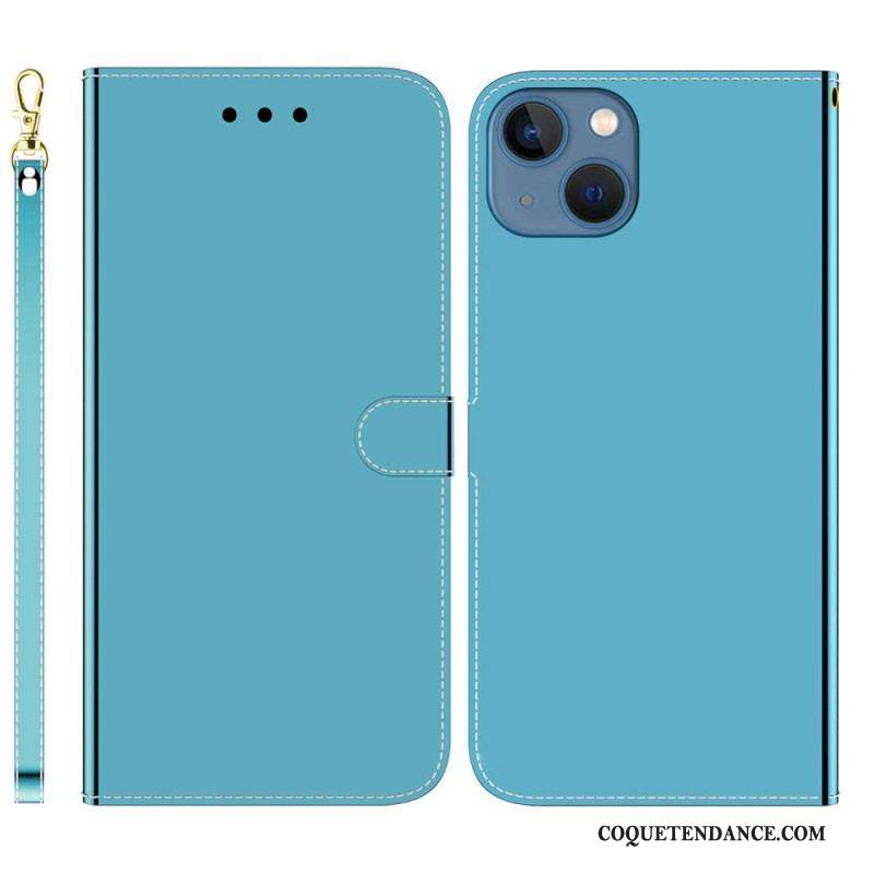 Housse iPhone 14 Plus Simili Cuir Couverture Miroir