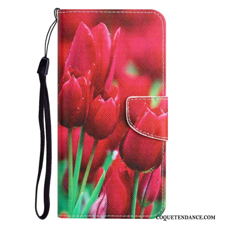 Housse iPhone 15 Déclinaison Florale à Lanière