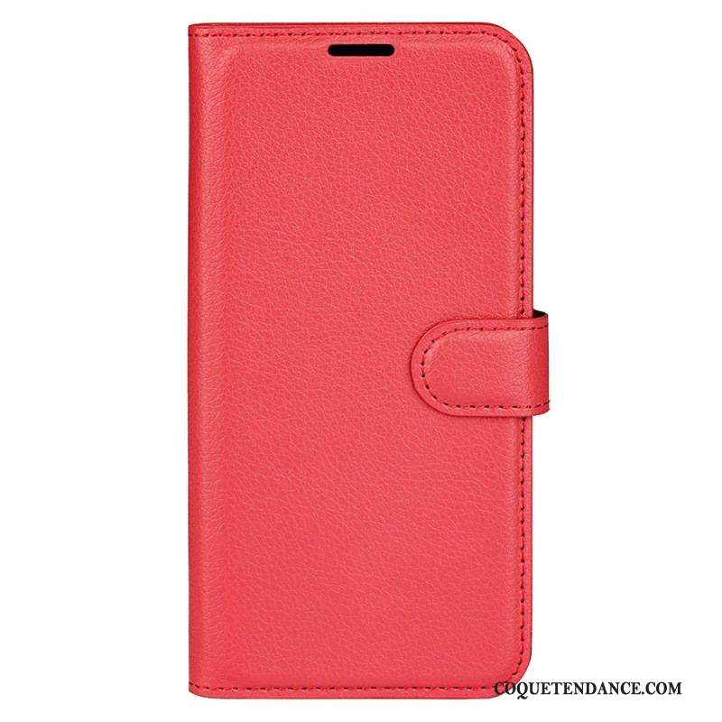 Housse iPhone 15 Plus Simili Cuir Litchi Classique