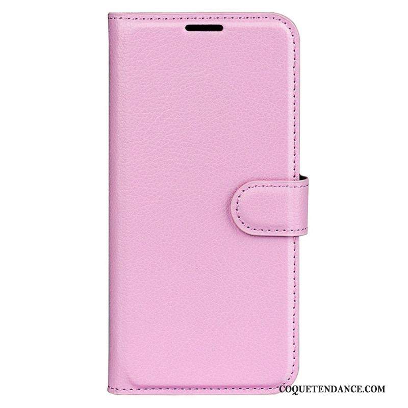 Housse iPhone 15 Plus Simili Cuir Litchi Classique