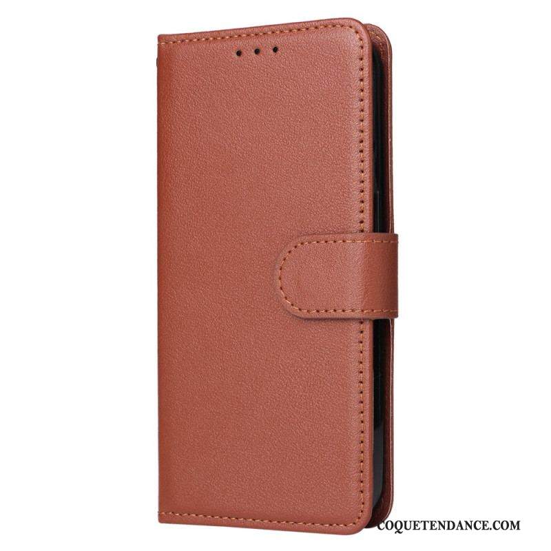 Housse iPhone 15 Plus Style Cuir Classique à Lanière