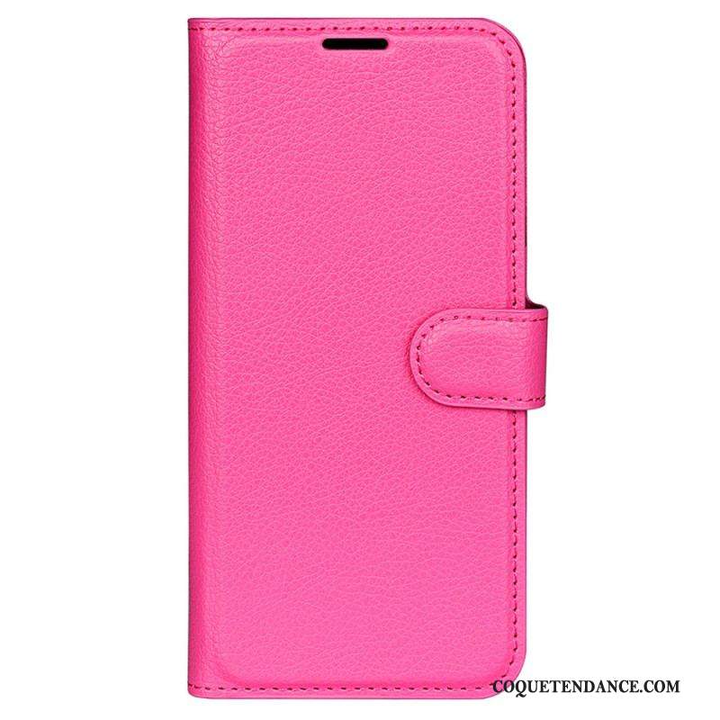 Housse iPhone 15 Simili Cuir Litchi Classique