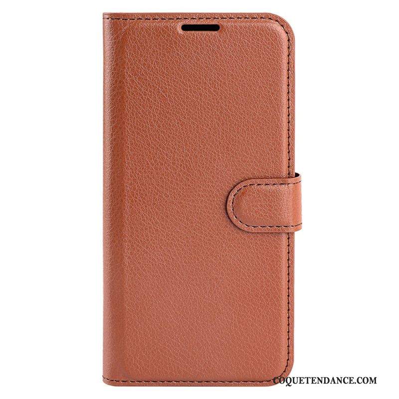 Housse iPhone 15 Simili Cuir Litchi Classique