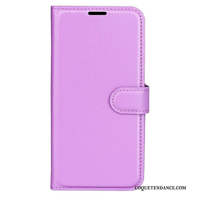 Housse iPhone 15 Simili Cuir Litchi Classique