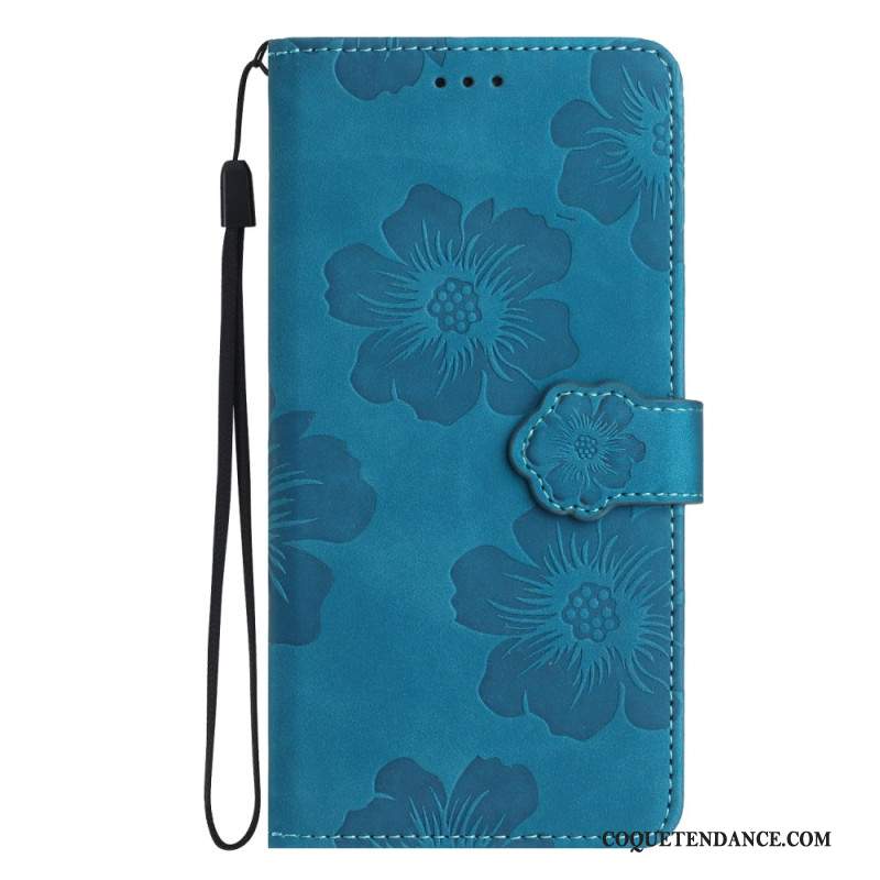 Housse iPhone 16 Motif Floral à Lanière