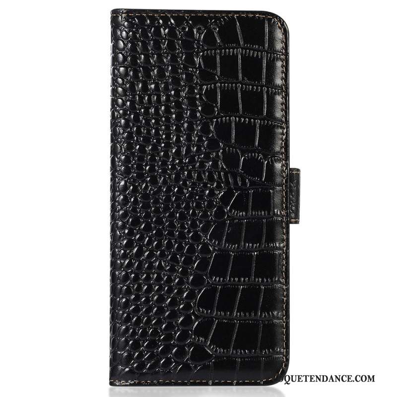 Housse iPhone 16 Plus Blocage RFID Texture Crocodile