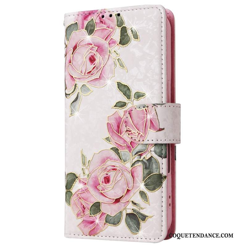 Housse iPhone 16 Plus Portefeuille Bloquant RFID Florale