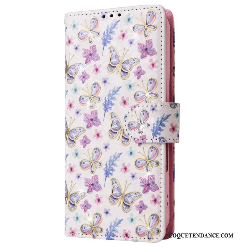 Housse iPhone 16 Plus Portefeuille Bloquant RFID Florale