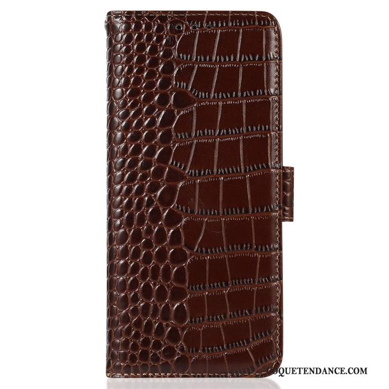 Housse iPhone 16 Pro Cuir Texture Crocodile