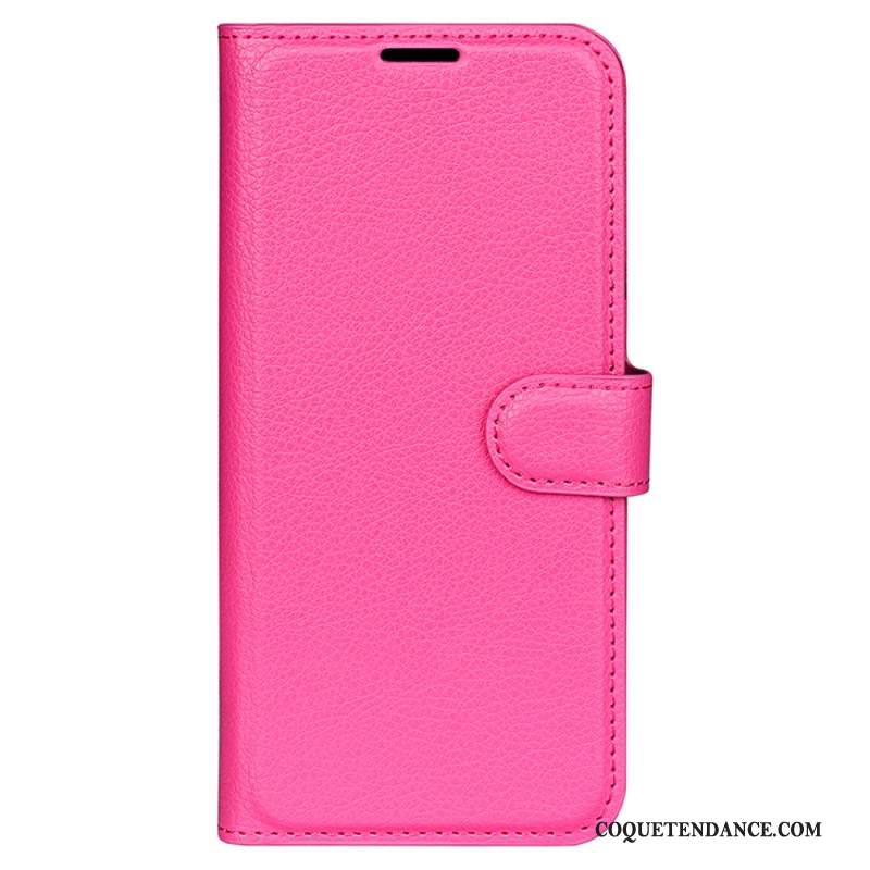 Housse iPhone 16 Pro Simili Cuir Litchi Classique