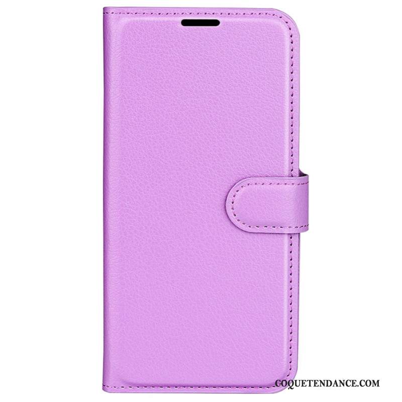 Housse iPhone 16 Simili Cuir Litchi