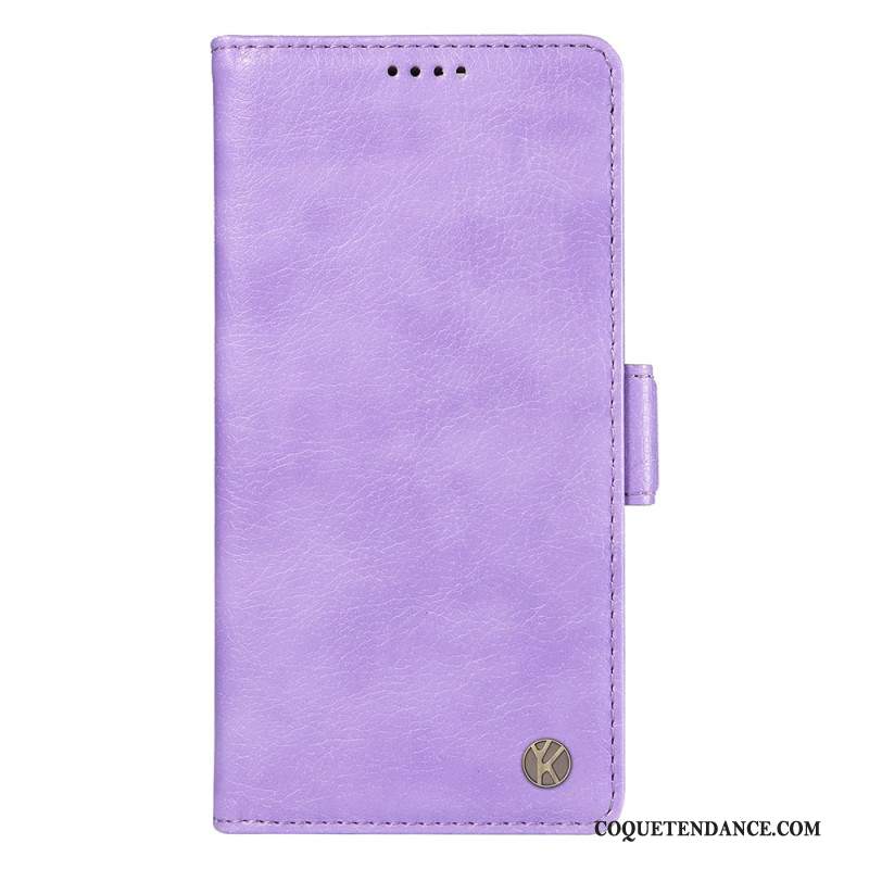 Housse iPhone 16 Simili Cuir Vintage YIKATU