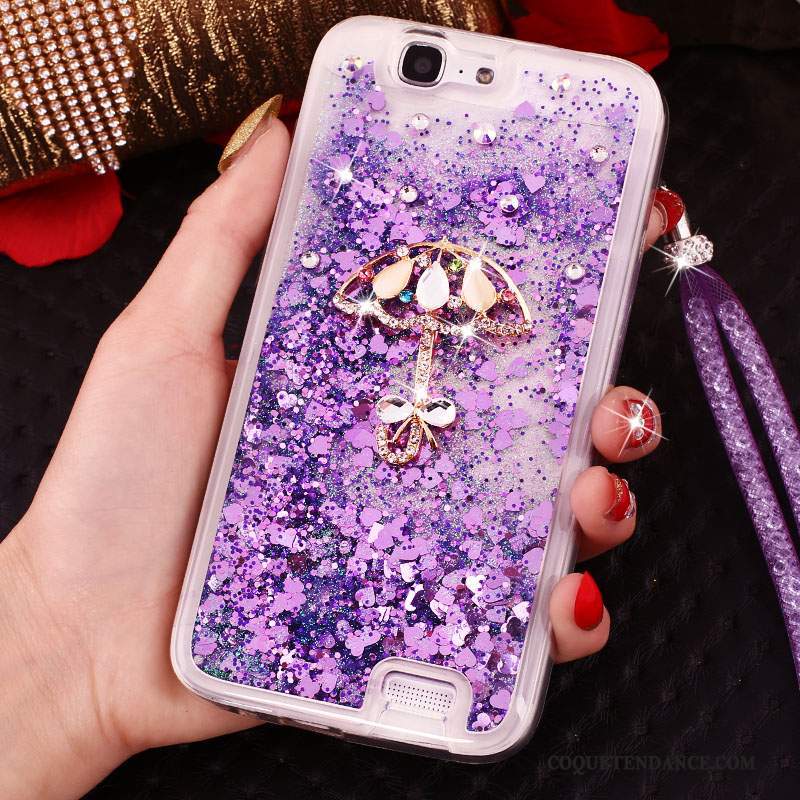 Huawei Ascend G7 Coque Anneau Une Agrafe Étui Bleu Strass