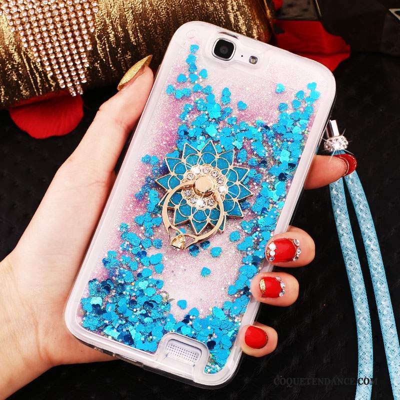 Huawei Ascend G7 Coque Anneau Une Agrafe Étui Bleu Strass