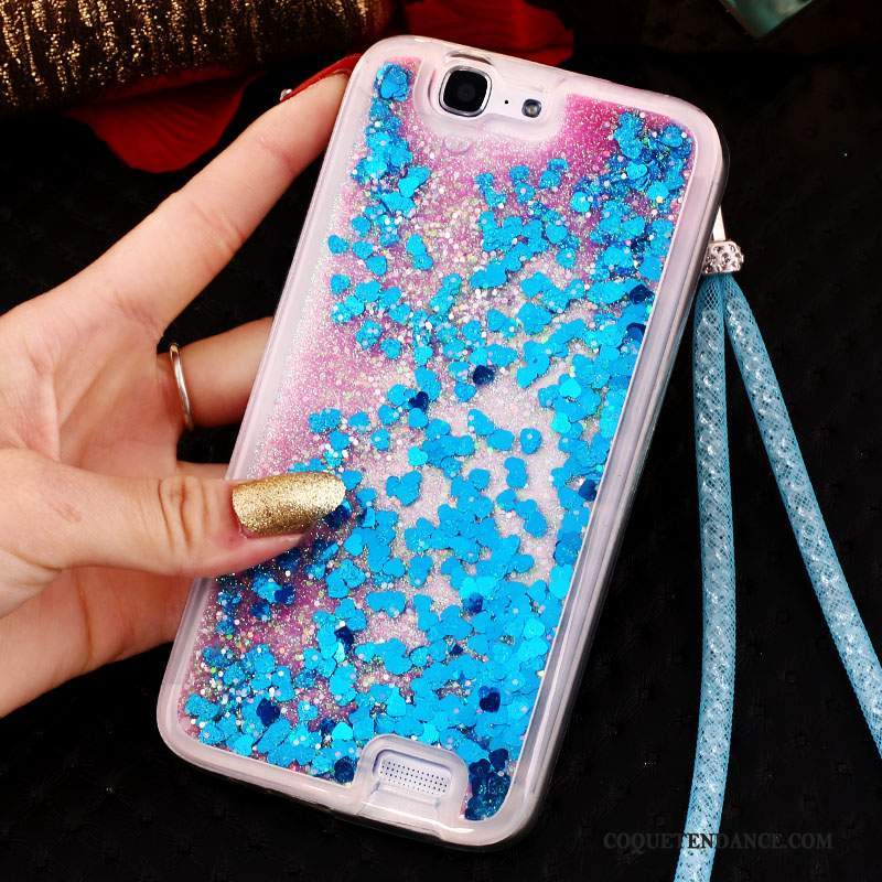 Huawei Ascend G7 Coque Anneau Une Agrafe Étui Bleu Strass