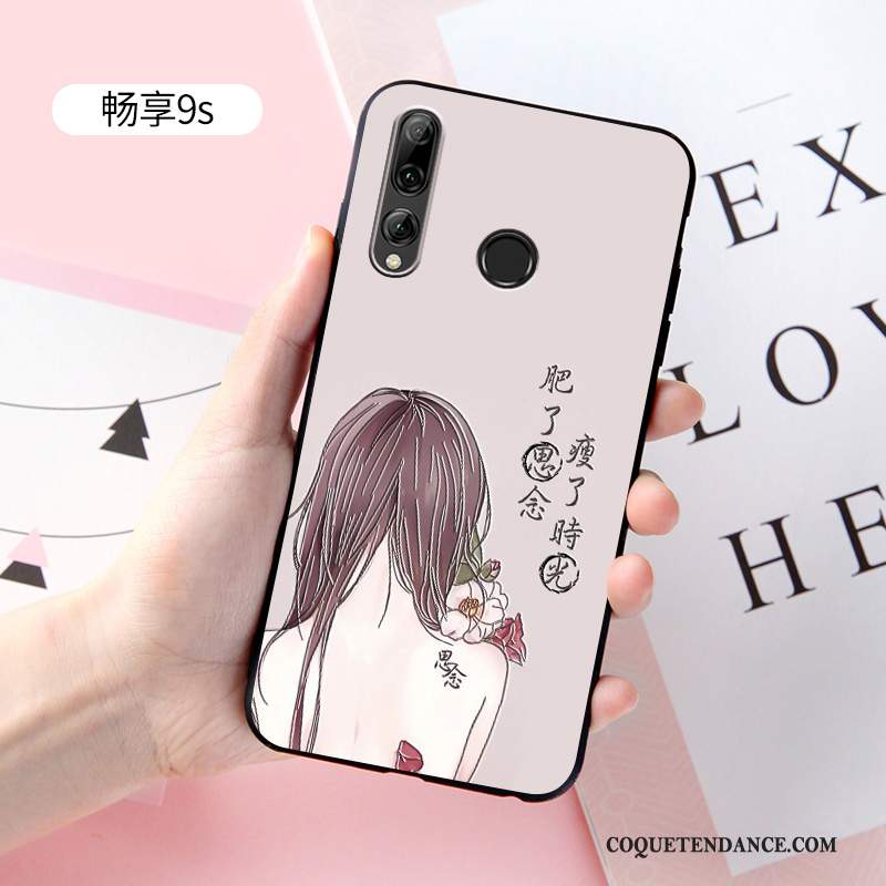 Huawei P Smart+ 2019 Coque Personnalité Silicone Rose Délavé En Daim Incassable