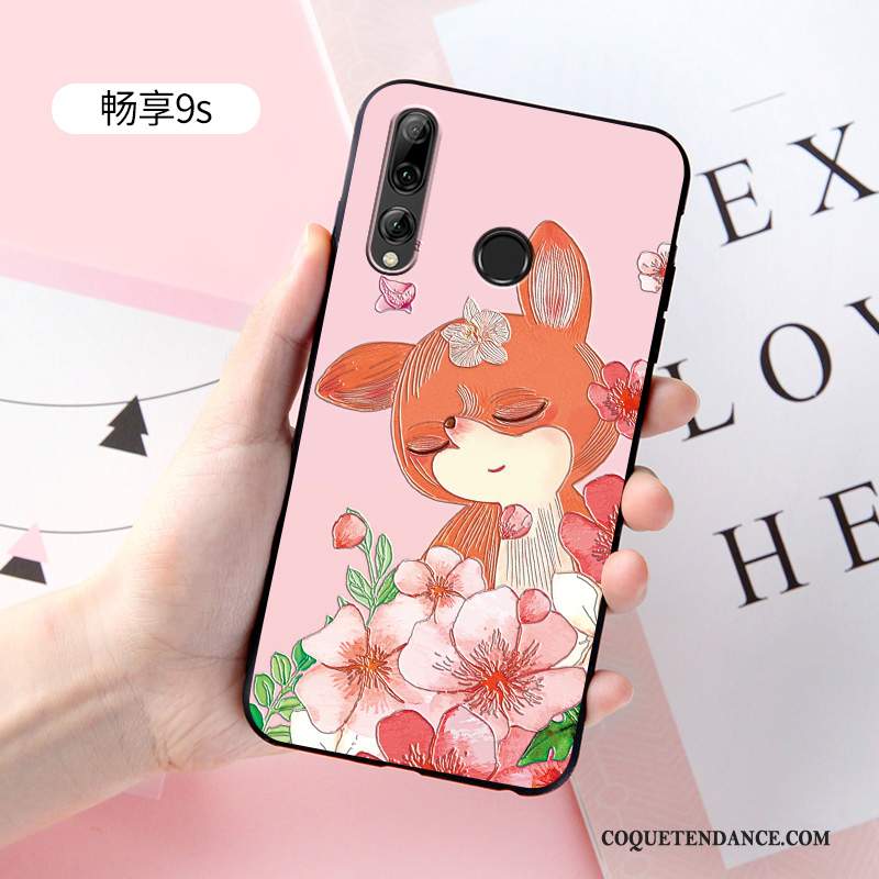 Huawei P Smart+ 2019 Coque Personnalité Silicone Rose Délavé En Daim Incassable