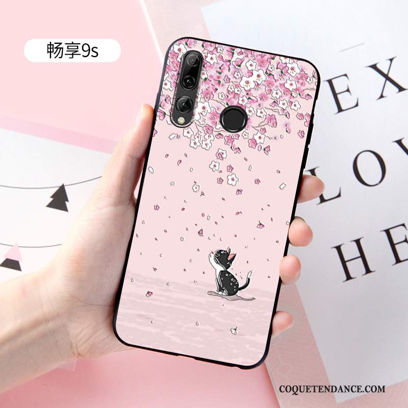 Huawei P Smart+ 2019 Coque Personnalité Silicone Rose Délavé En Daim Incassable