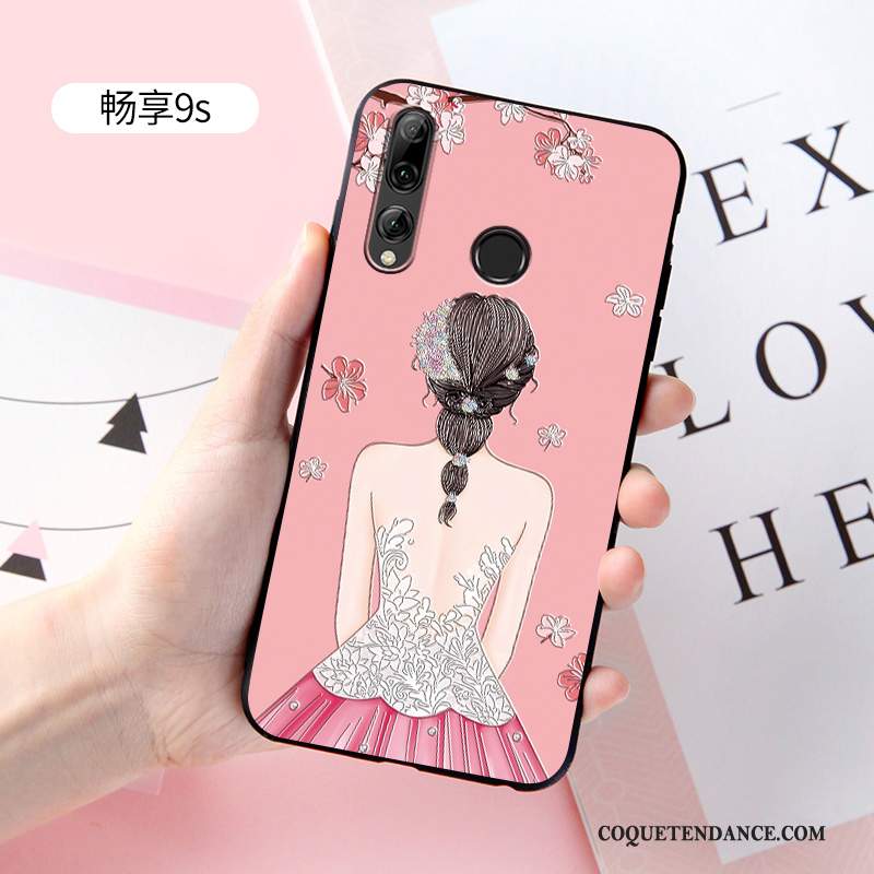 Huawei P Smart+ 2019 Coque Personnalité Silicone Rose Délavé En Daim Incassable