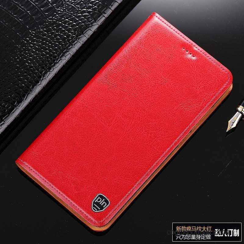 Redmi Note 5a Coque Petit Cuir Véritable Bleu Marin Rouge Étui