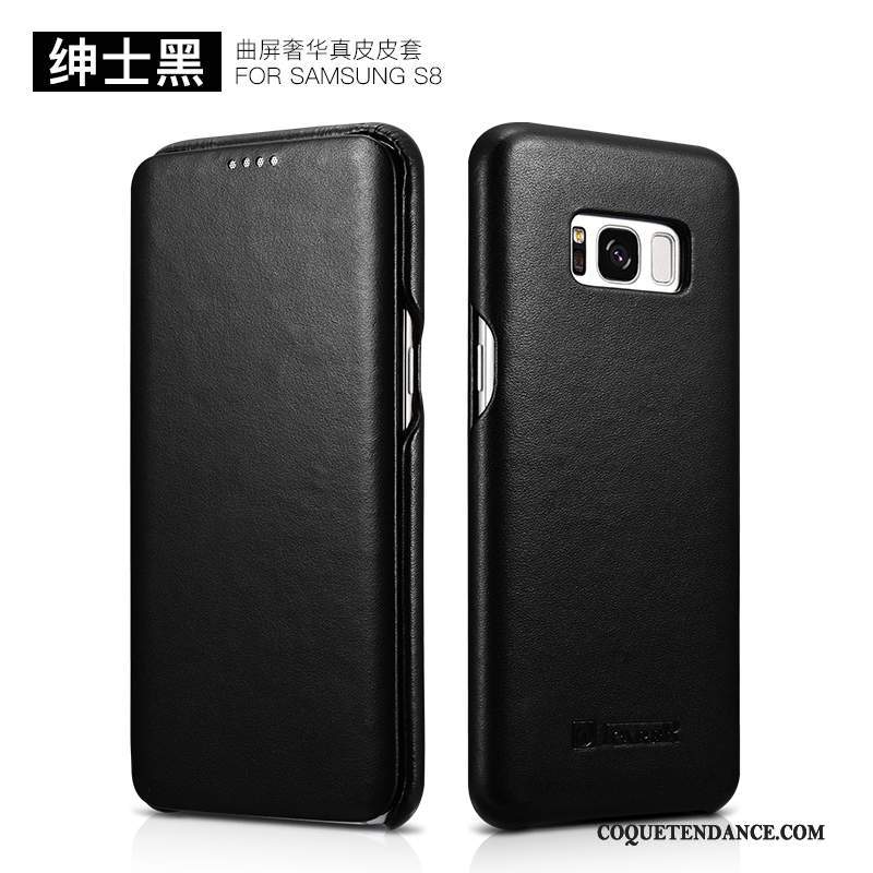 Samsung Galaxy S8+ Coque Noir De Téléphone Cuir Véritable Étui En Cuir Tendance